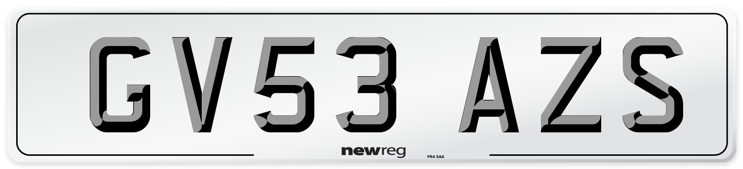 GV53 AZS Number Plate from New Reg
